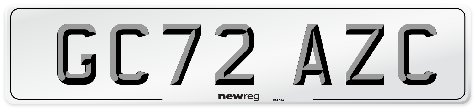 GC72 AZC Number Plate from New Reg